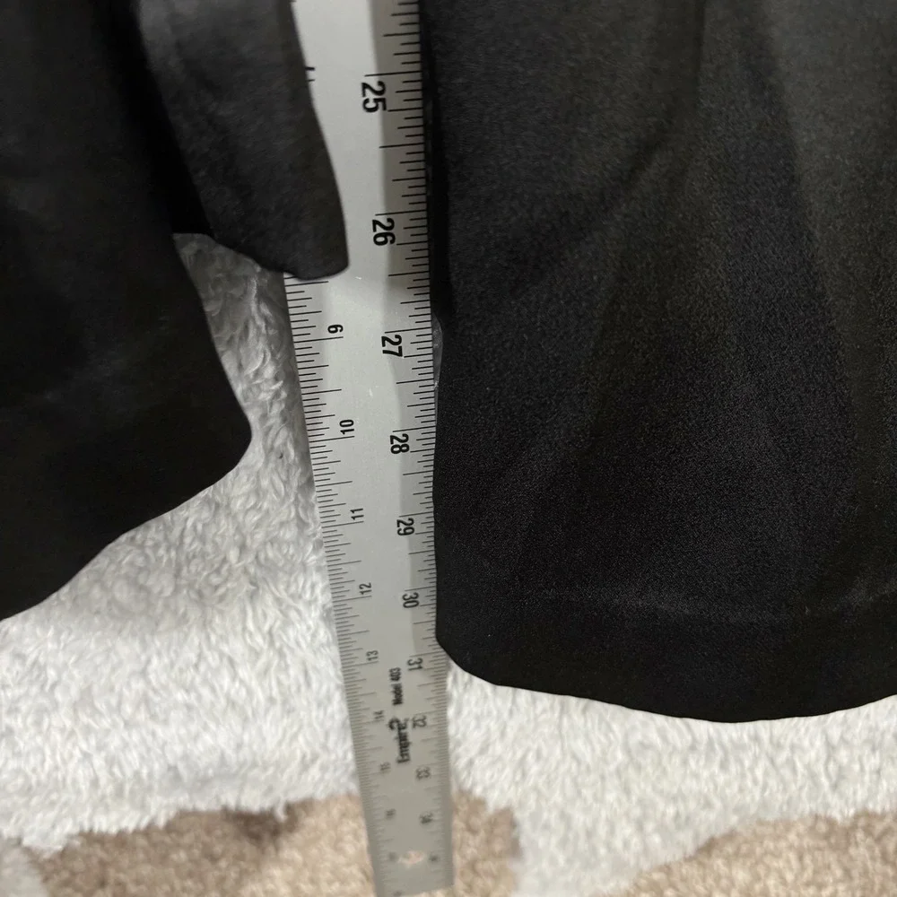 & Other Stories Fluid Padded Shoulder Satin Jumpsuit‎ Sz 6 Black Wide Leg V Neck